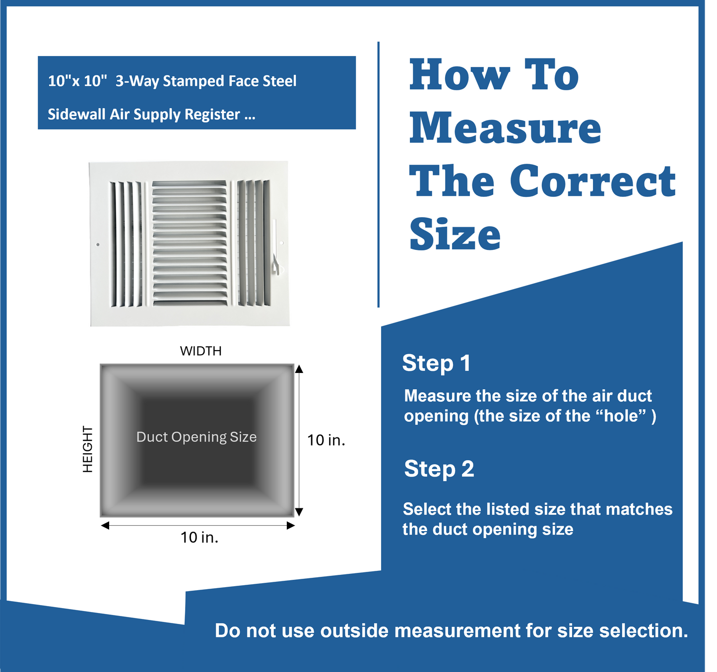 10"x 10" (Duct Opening Size) 3-Way Stamped Face Steel Ceiling/sidewall Air Supply Register - Vent Cover - Actual Outside Dimension 11.75" X 11.75"