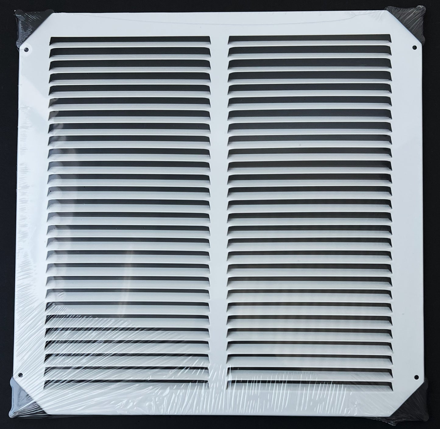 Fits 14x14 Duct Opening Stamped Steel Return Air Grille Vent Cover Grille for Sidewall and Ceiling in White Surface Dimensions: 15.75"W X 15.75"H (14" W x 14" H Duct Opening)