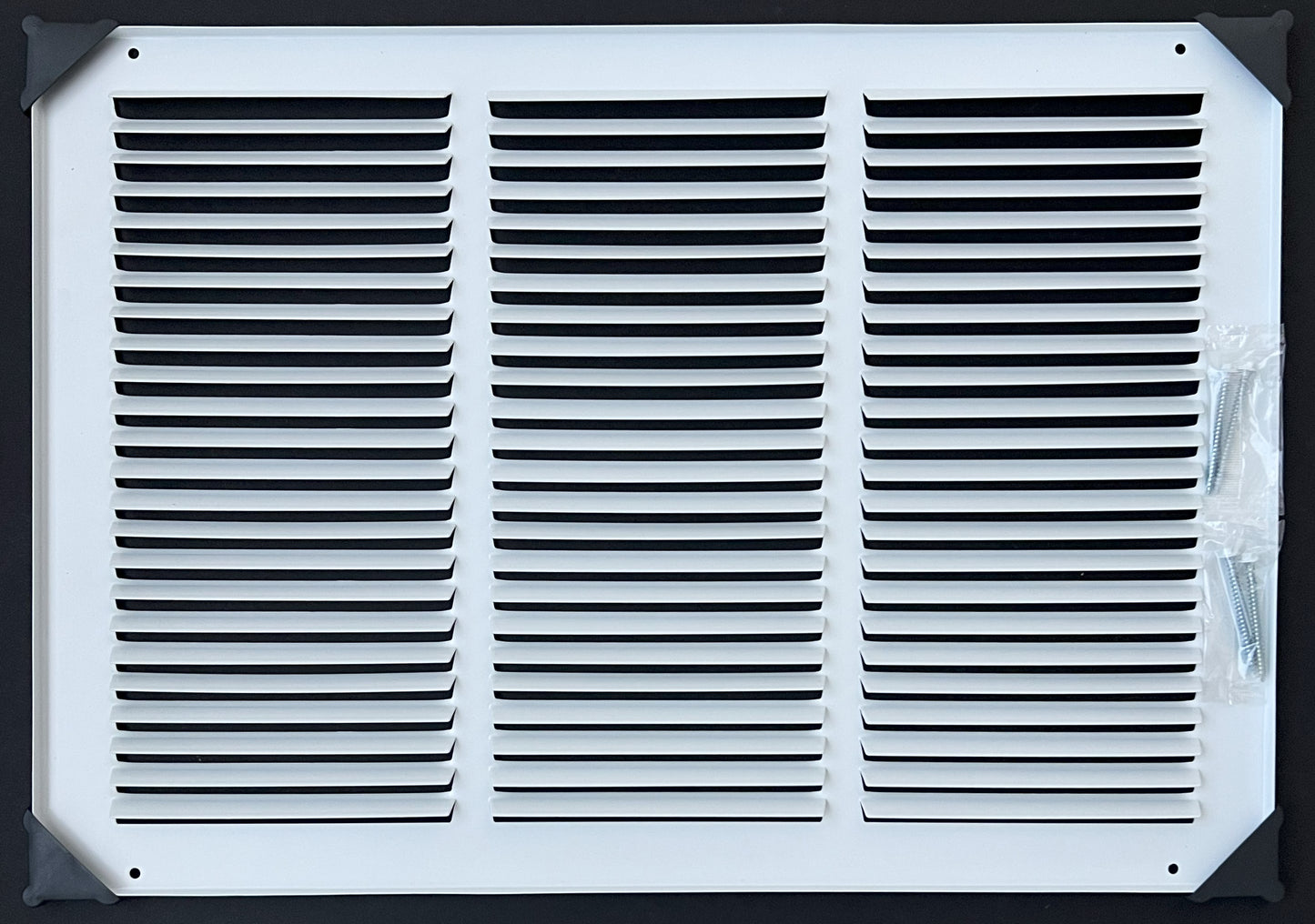 Fits 18x12 Duct Opening Stamped Steel Return Air Grille Vent Cover Grille for Sidewall and Ceiling in White Surface Dimensions: 19.75"W X 13.75"H (18" W x 12" H Duct Opening)