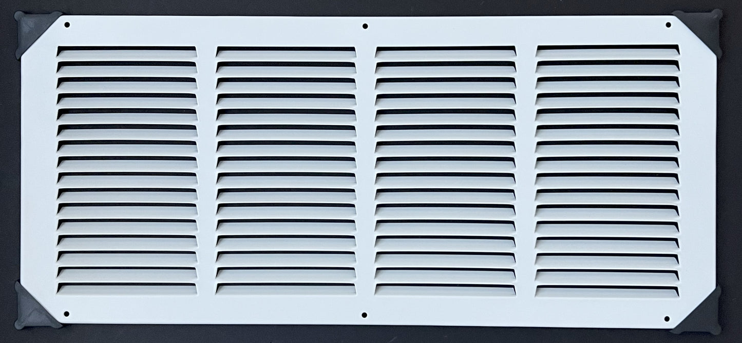 Fits 20x8 Duct Opening Stamped Steel Return Air Grille Vent Cover Grille for Sidewall and Ceiling in White Surface Dimensions: 21.75"W X 9.75"H (20" W x 8" H Duct Opening)