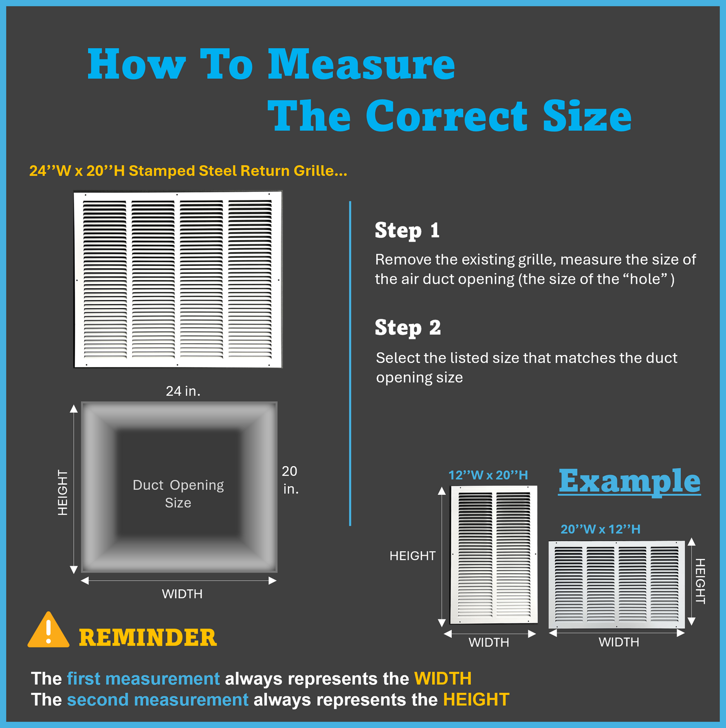 24"x20" Stamped Face Steel Return Grille Vent Cover White Poweder Coating Without Frame Outside Dimension 25.75"x21.75"