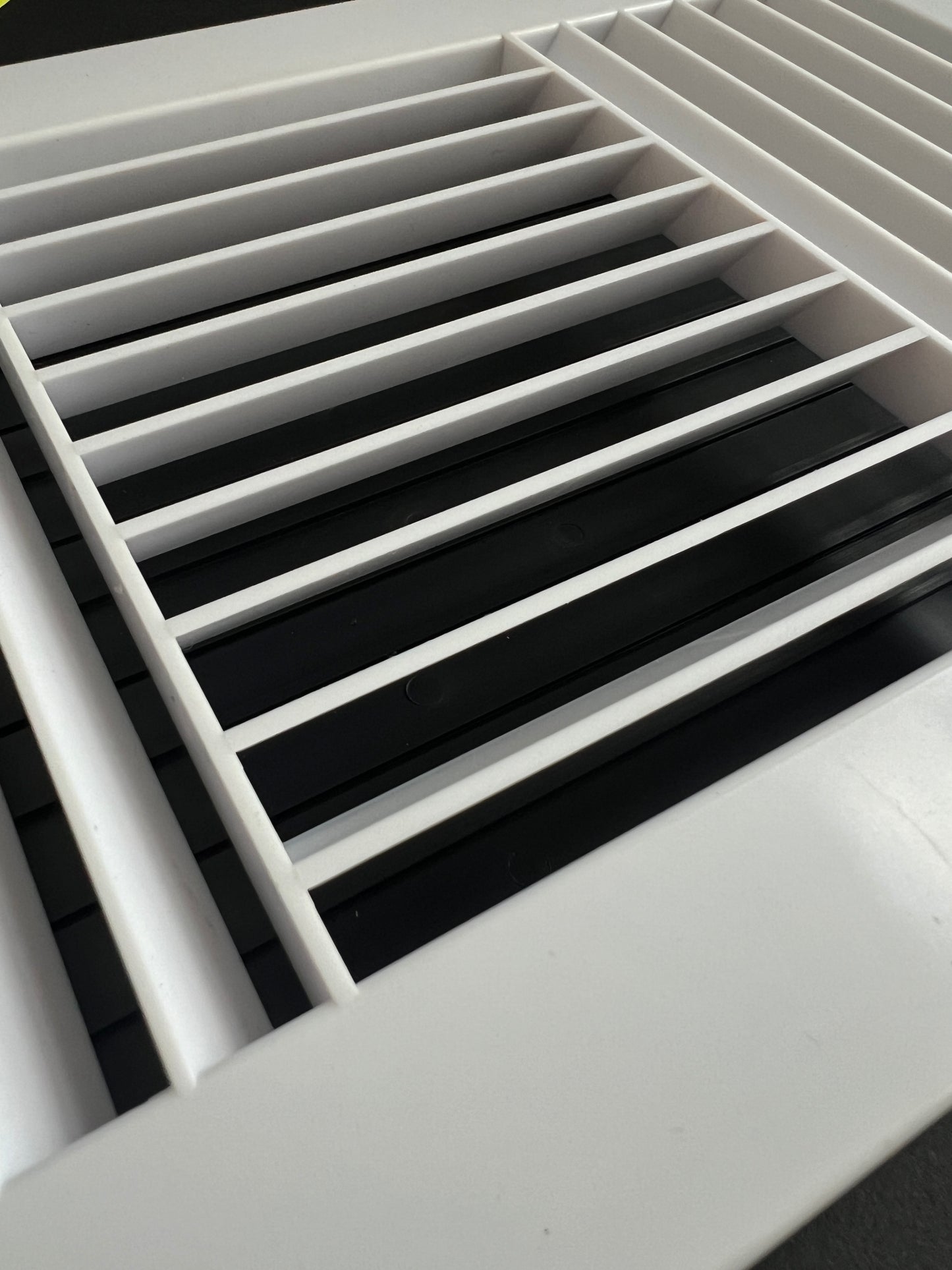 Three-Way Plastic Side Wall/Ceiling Register in White 12" w X 6" h for Duct Opening (Outside Dimension is 13.75" w X 8" h)