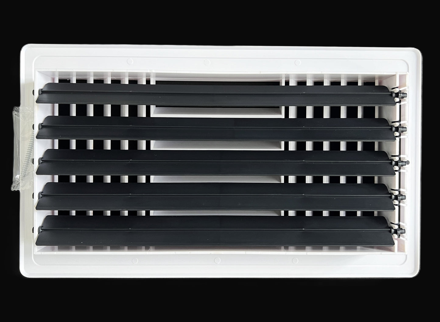 Three-Way Plastic Side Wall/Ceiling Register in White 12" w X 6" h for Duct Opening (Outside Dimension is 13.75" w X 8" h)