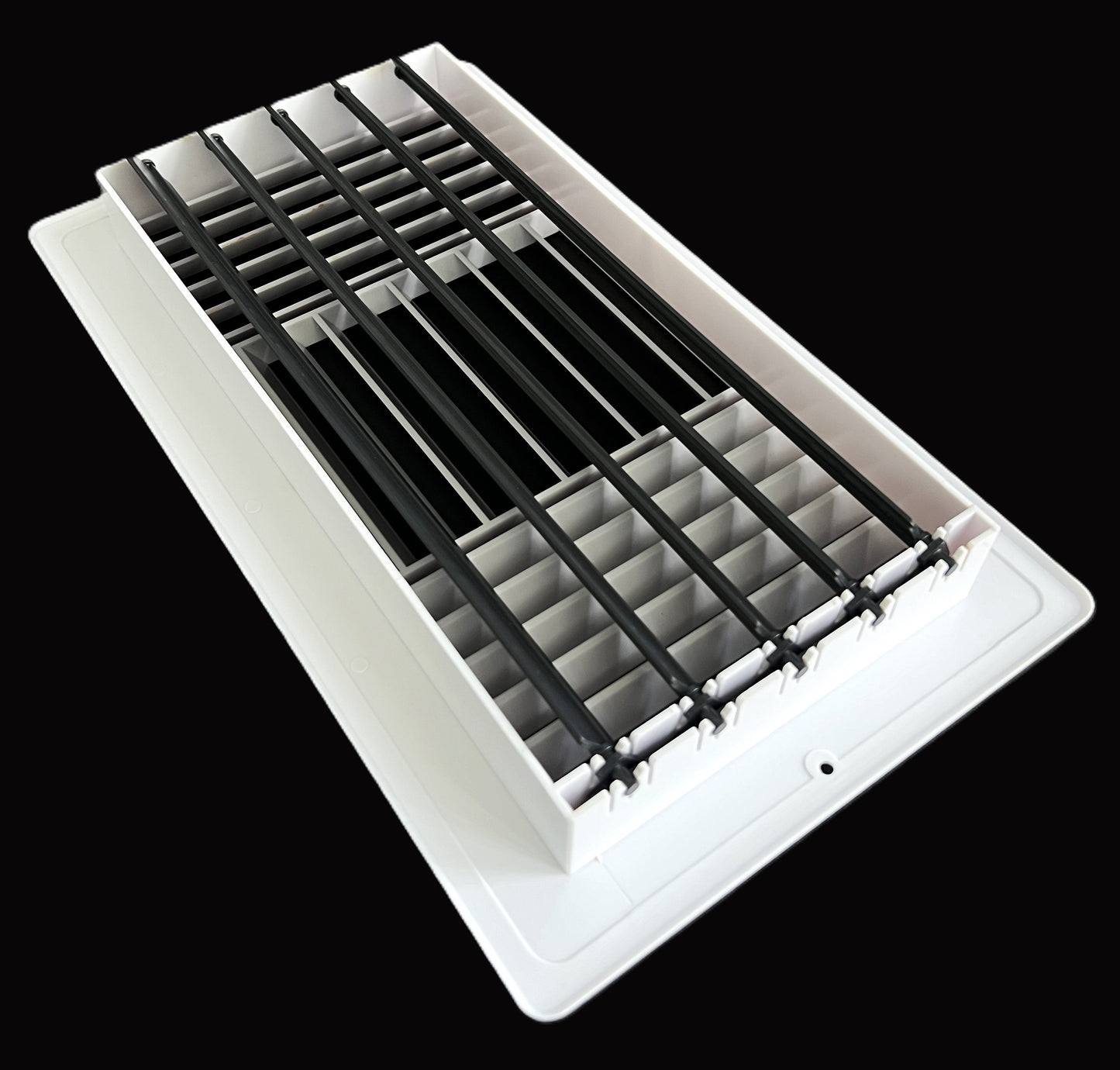 Three-Way Plastic Side Wall/Ceiling Register in White 12" w X 6" h for Duct Opening (Outside Dimension is 13.75" w X 8" h)