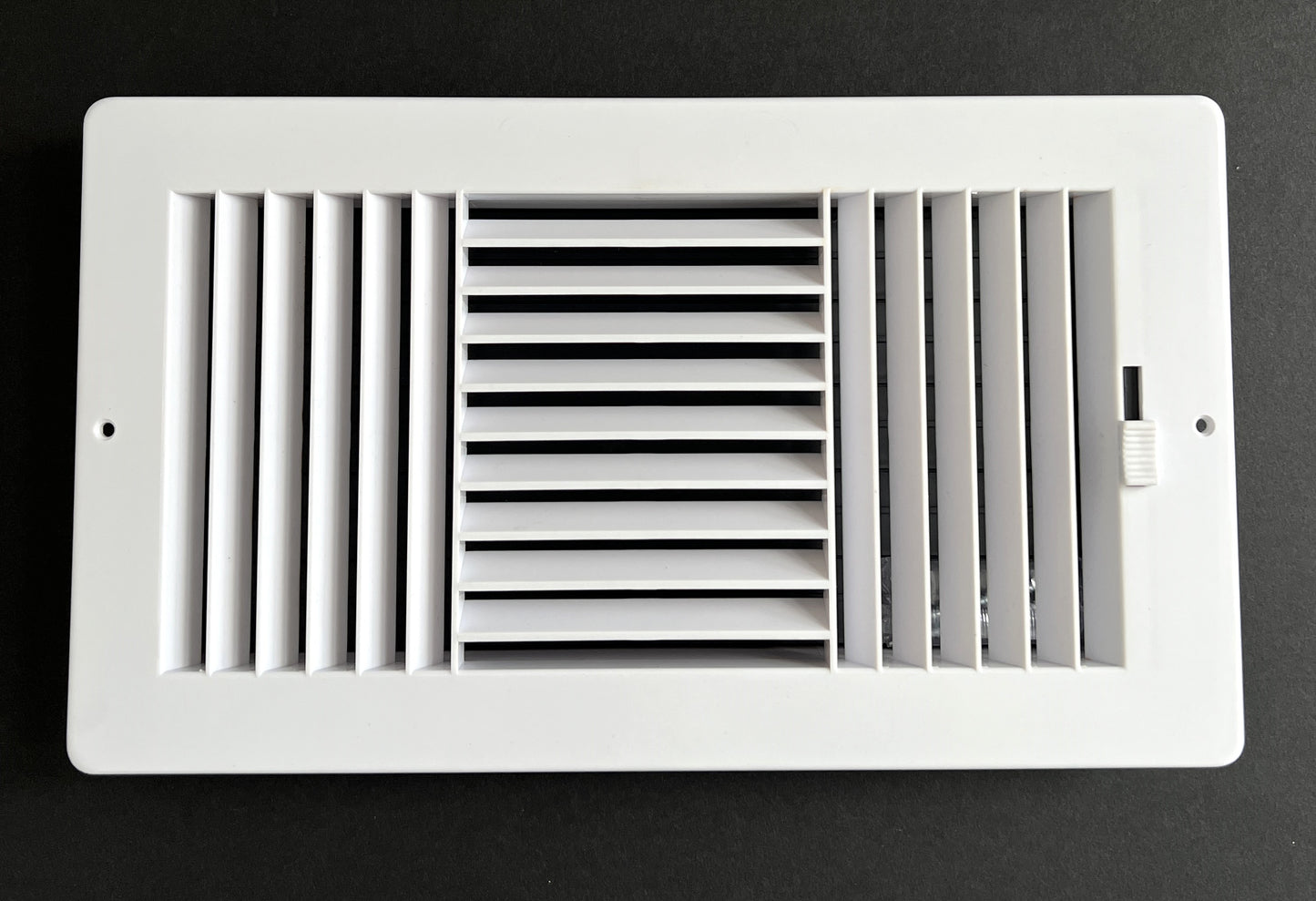 Three-Way Plastic Side Wall/Ceiling Register in White 12" w X 6" h for Duct Opening (Outside Dimension is 13.75" w X 8" h)