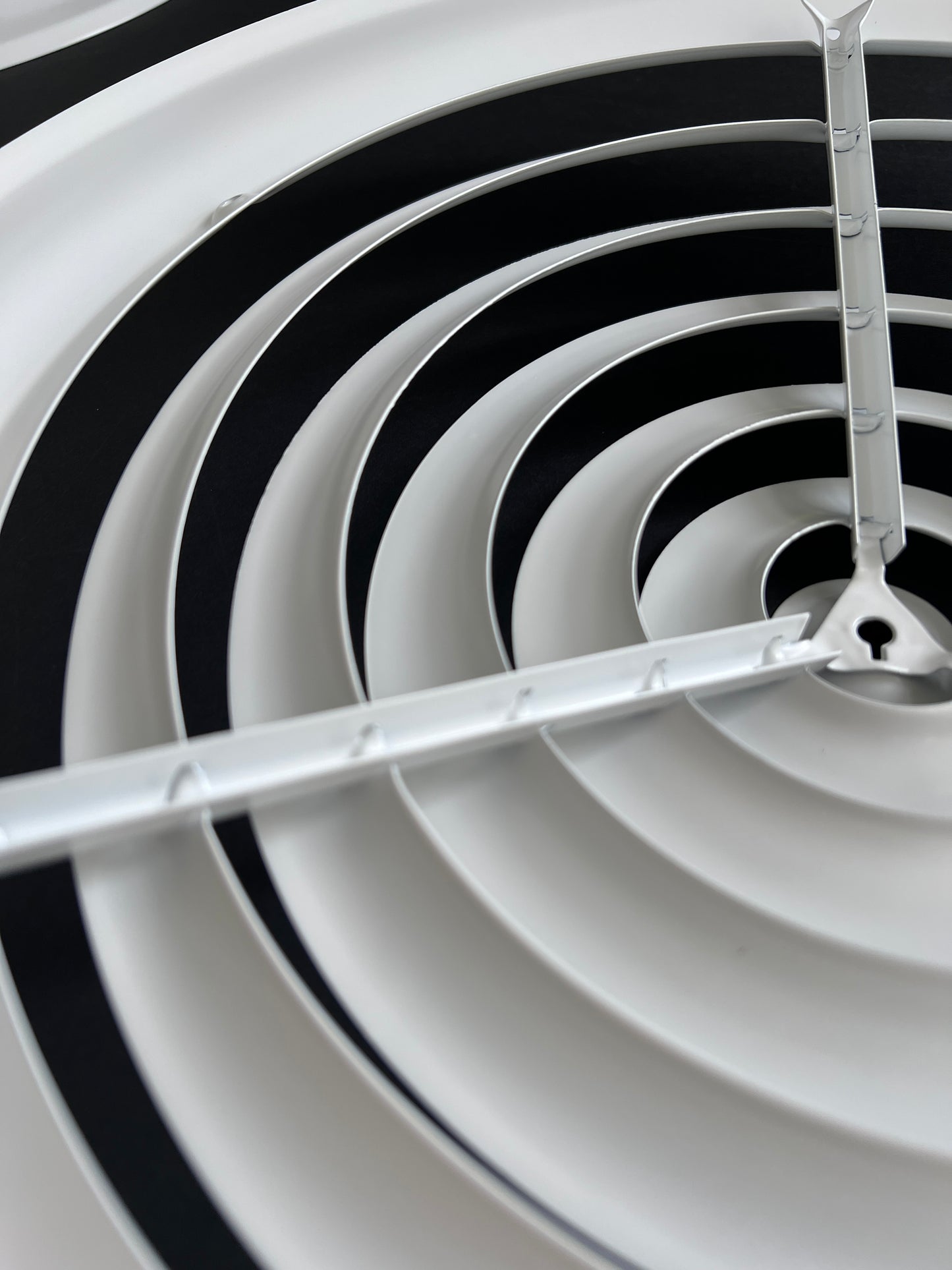 12" Round Ceiling Diffuser White Powder Coated with Outside Dimension of 16" Fitting in 12" Duct