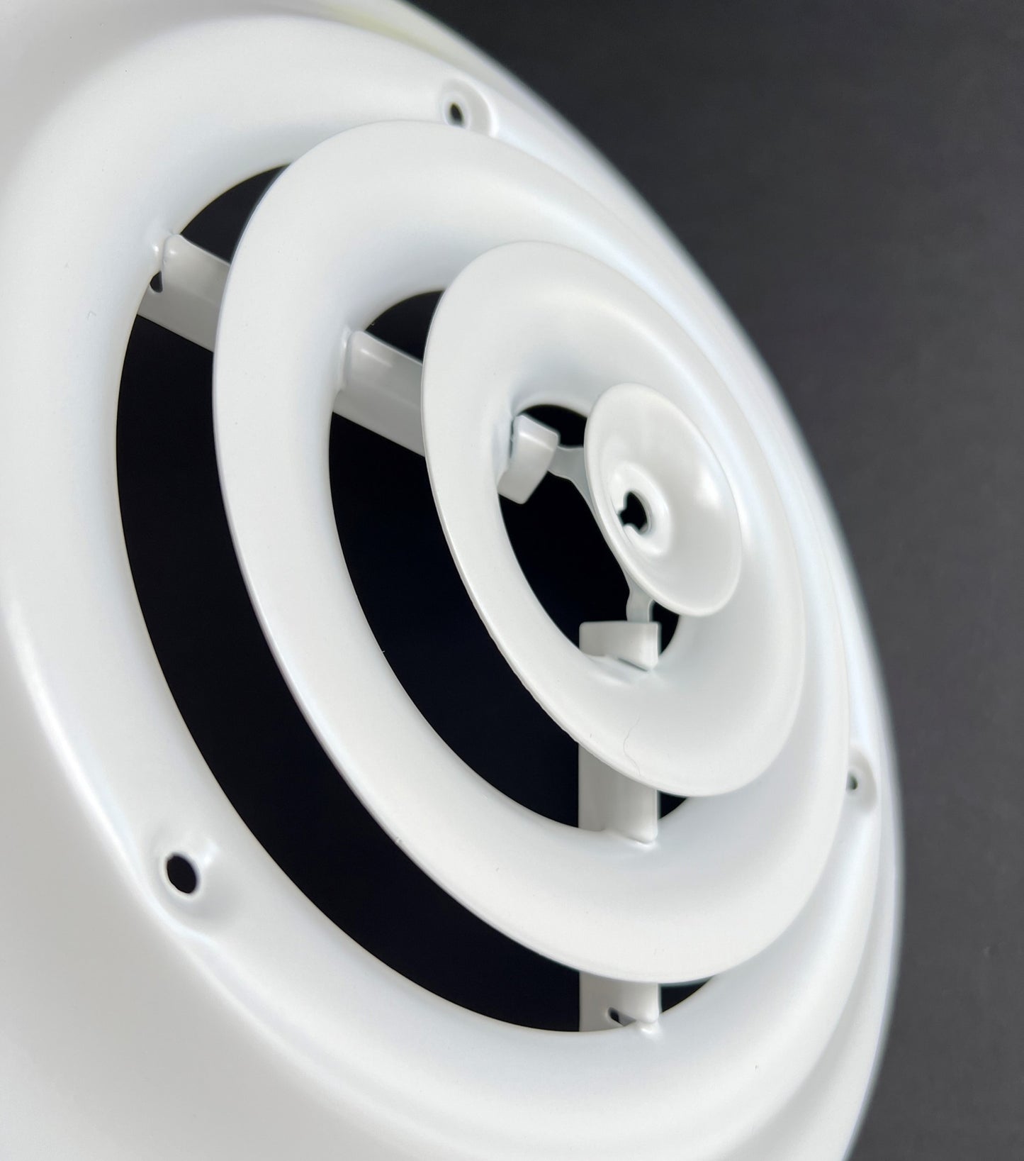 6" Round Ceiling Diffuser White Powder Coated with Outside Dimension of 10" Fitting in 6" Duct
