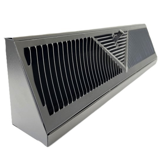 Floor Corner Base Board Register with Adjustable Air Flow Control Lever Come with Selected Color and Finish (Matte Black - 18inch)