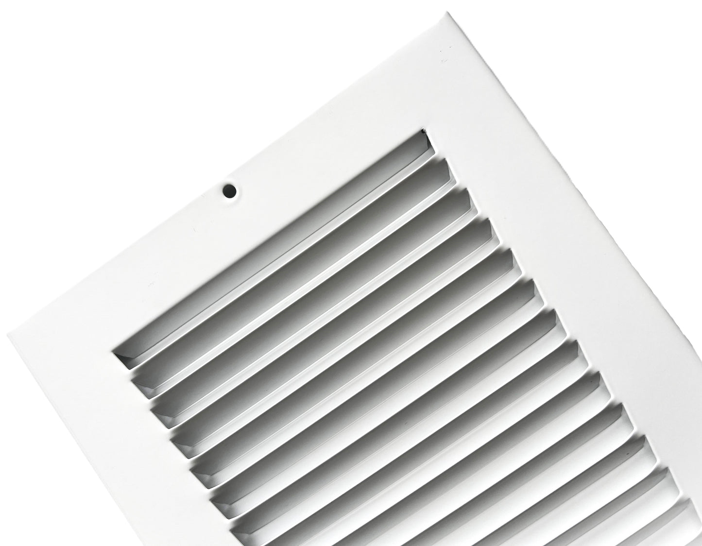Fits 6x10 Duct Opening Stamped Steel Return Air Grille Vent Cover Grille for Sidewall and Ceiling in White Surface Dimensions: 7.75"W X 11.75"H (6" W x 10" H Duct Opening)