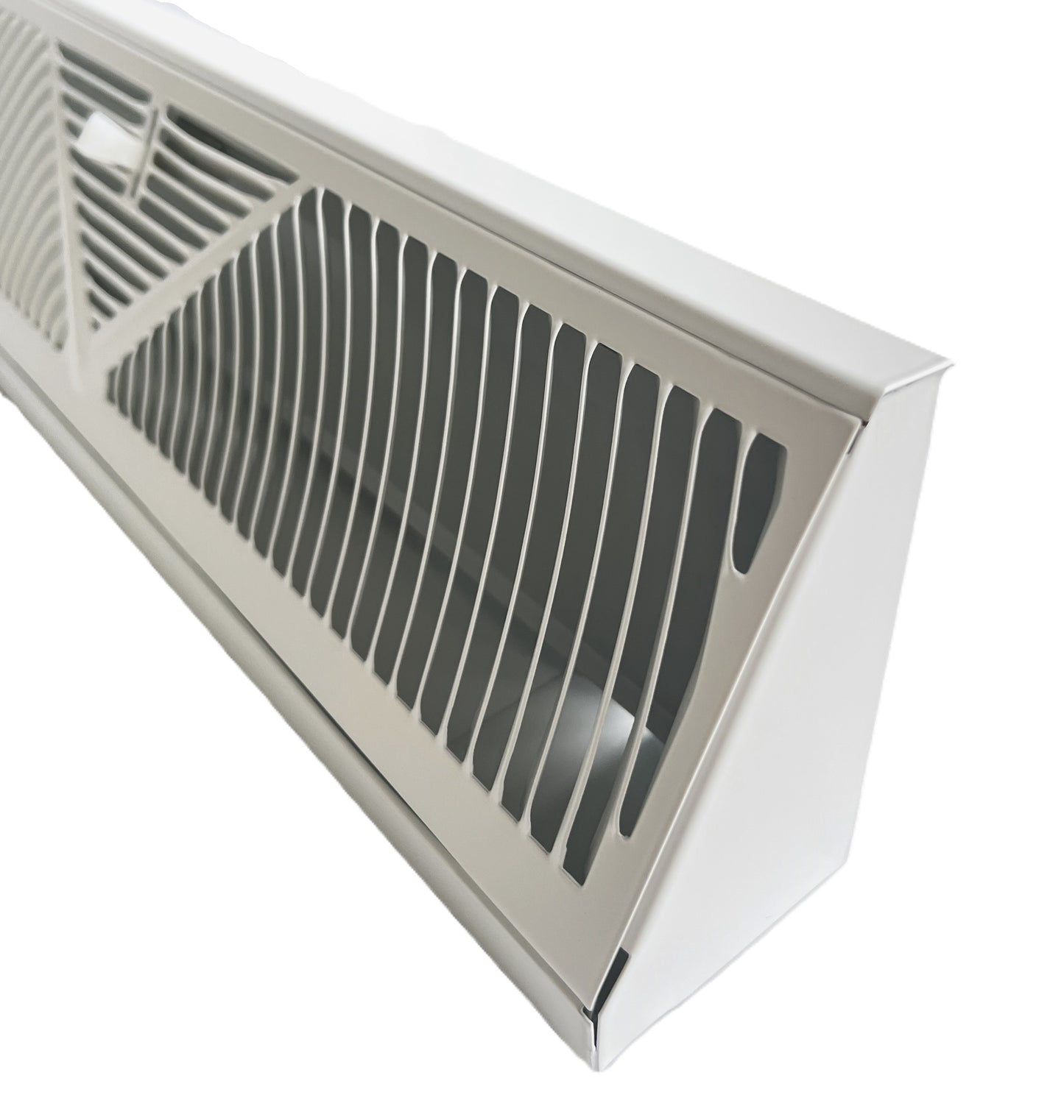 Floor Corner Base Board Register with Adjustable Air Flow Control Lever Come with Selected Color and Finish (White - 18inch)