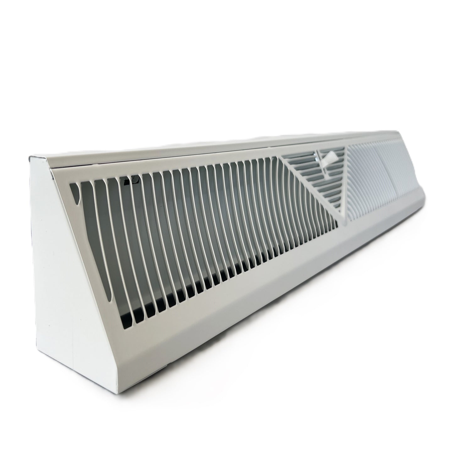 Floor Corner Base Board Register with Adjustable Air Flow Control Lever Come with Selected Color and Finish (White - 24inch)