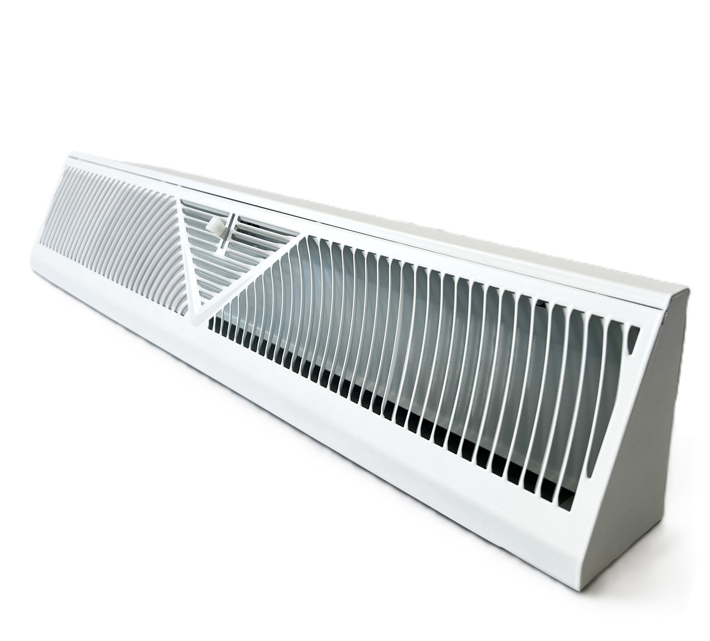 Floor Corner Base Board Register with Adjustable Air Flow Control Lever Come with Selected Color and Finish (White - 24inch)