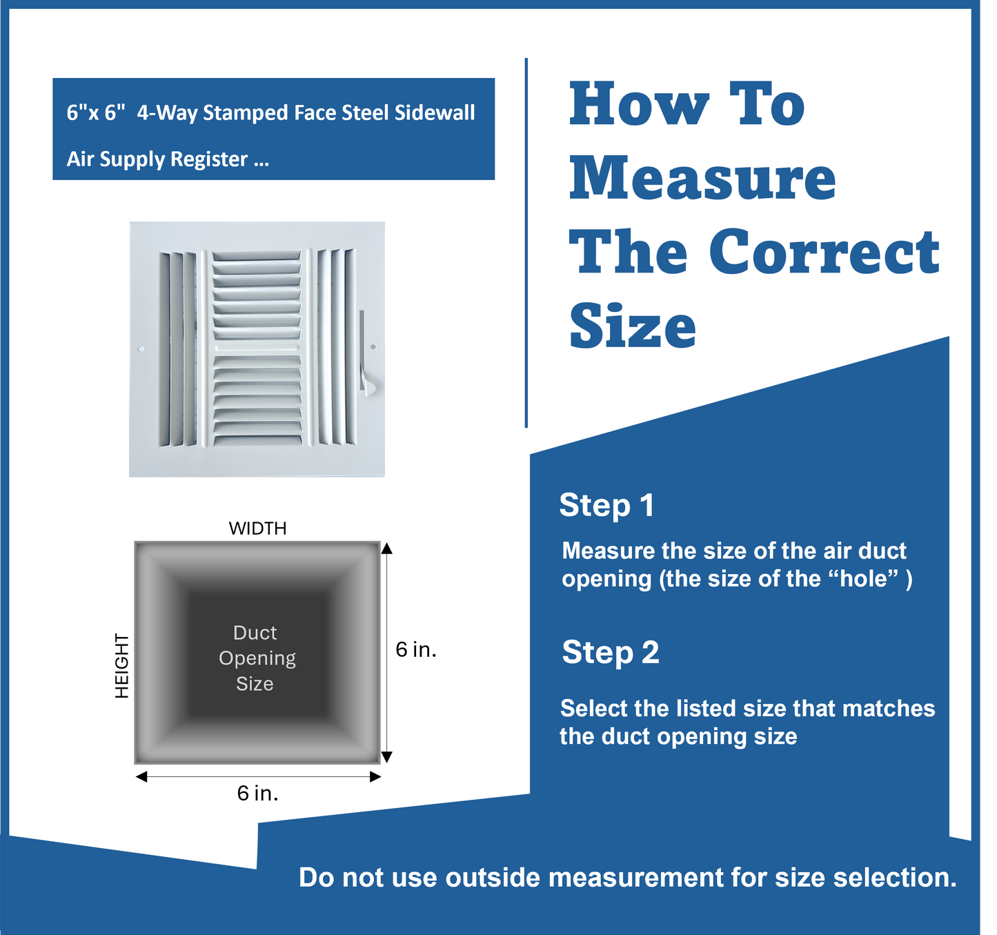 6"x 6" (Duct Opening Size) 4-Way Stamped Face Steel Ceiling/sidewall Air Supply Register - Vent Cover - Actual Outside Dimension 7.75" X 7.75"