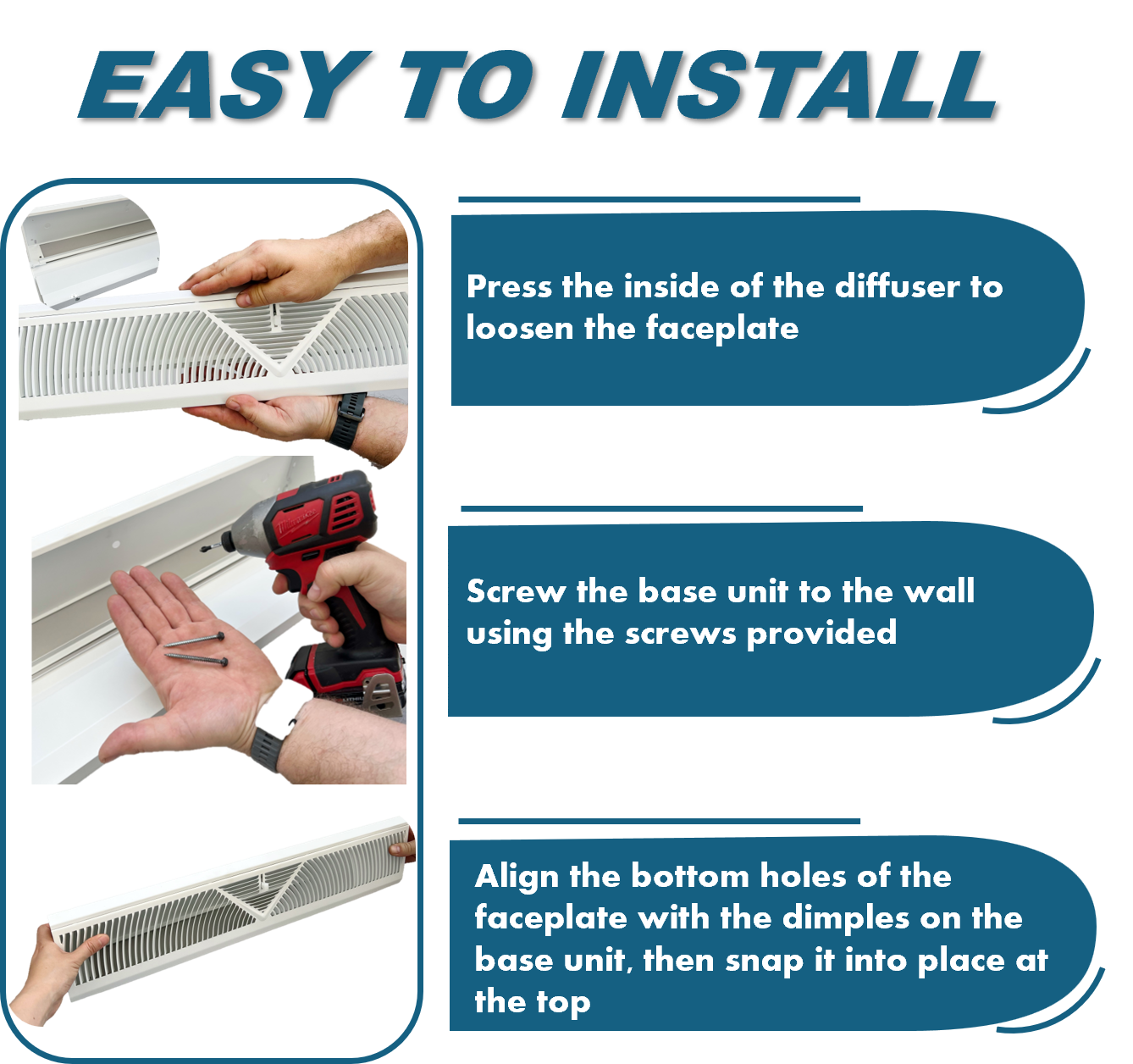 Floor Corner Base Board Register with Adjustable Air Flow Control Lever Come with Selected Color and Finish (White - 24inch)
