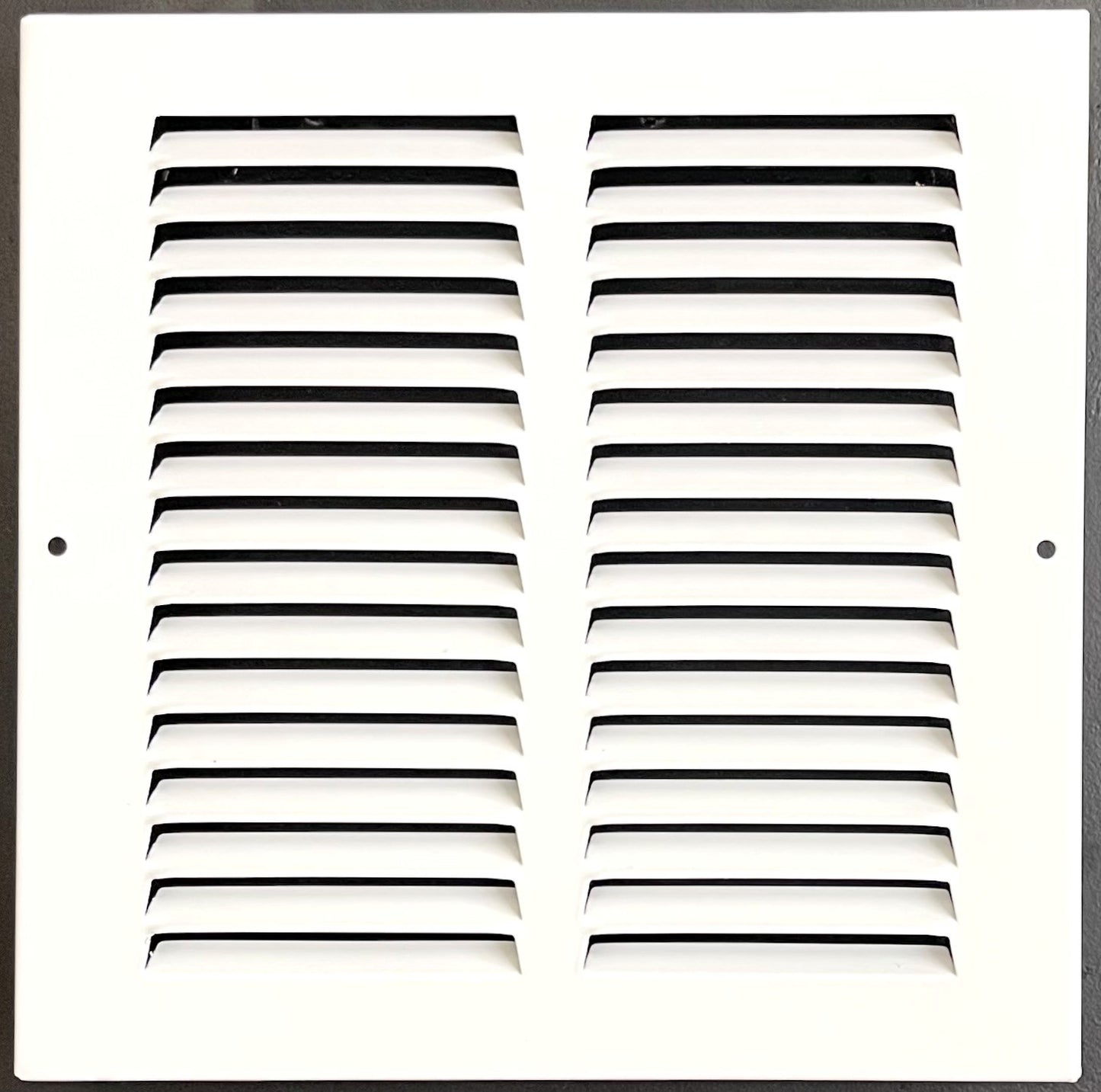 Fits 8x8 Duct Opening Stamped Steel Return Air Grille Vent Cover Grille for Sidewall and Ceiling in White Surface Dimensions: 9.75"W X 9.75"H (8" W x 8" H Duct Opening)