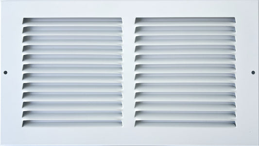 Fits 12x8 Duct Opening Stamped Steel Return Air Grille Vent Cover Grille for Sidewall and Ceiling in White Surface Dimensions: 13.75"W X 9.75"H (12" W x 8" H Duct Opening)