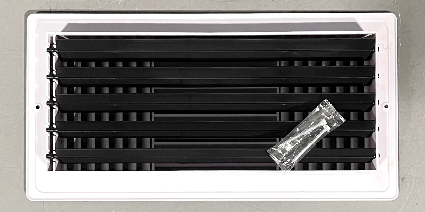 Three-Way Plastic Side Wall/Ceiling Register in White 14"w X 6"h for Duct Opening (Outside Dimension is 15.75"w X 8"h)