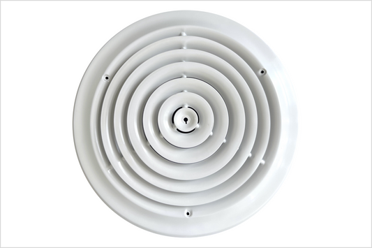 10" Round Ceiling Diffuser White Powder Coated Fitting in 10" Duct Opening