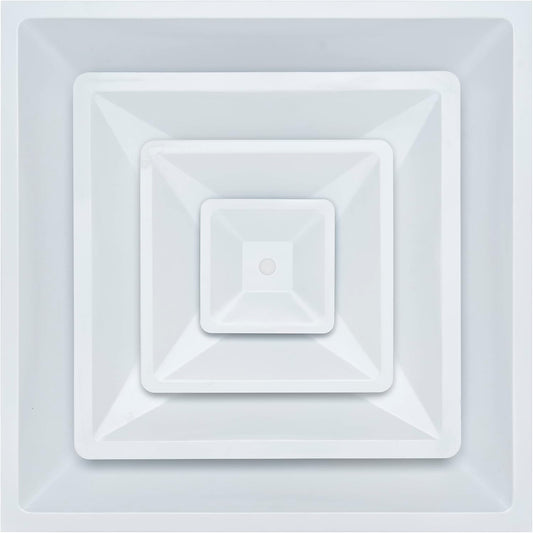 24x24 Steel T-Bar Drop Ceiling Diffuser with Round by Kumpelaure 3 Cone Drop Celing Vent White Outer Dimension: 23-3/4" x 23-3/4"
