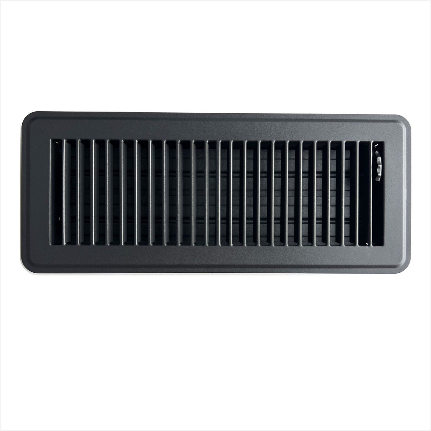 Heavy Duty Steel Floor Vent with Beautiful Black Matte Finish. Fits in 4 x 12 Duct Opening. Overall Dimension is 5.75 in Wide x 13.75 in Long