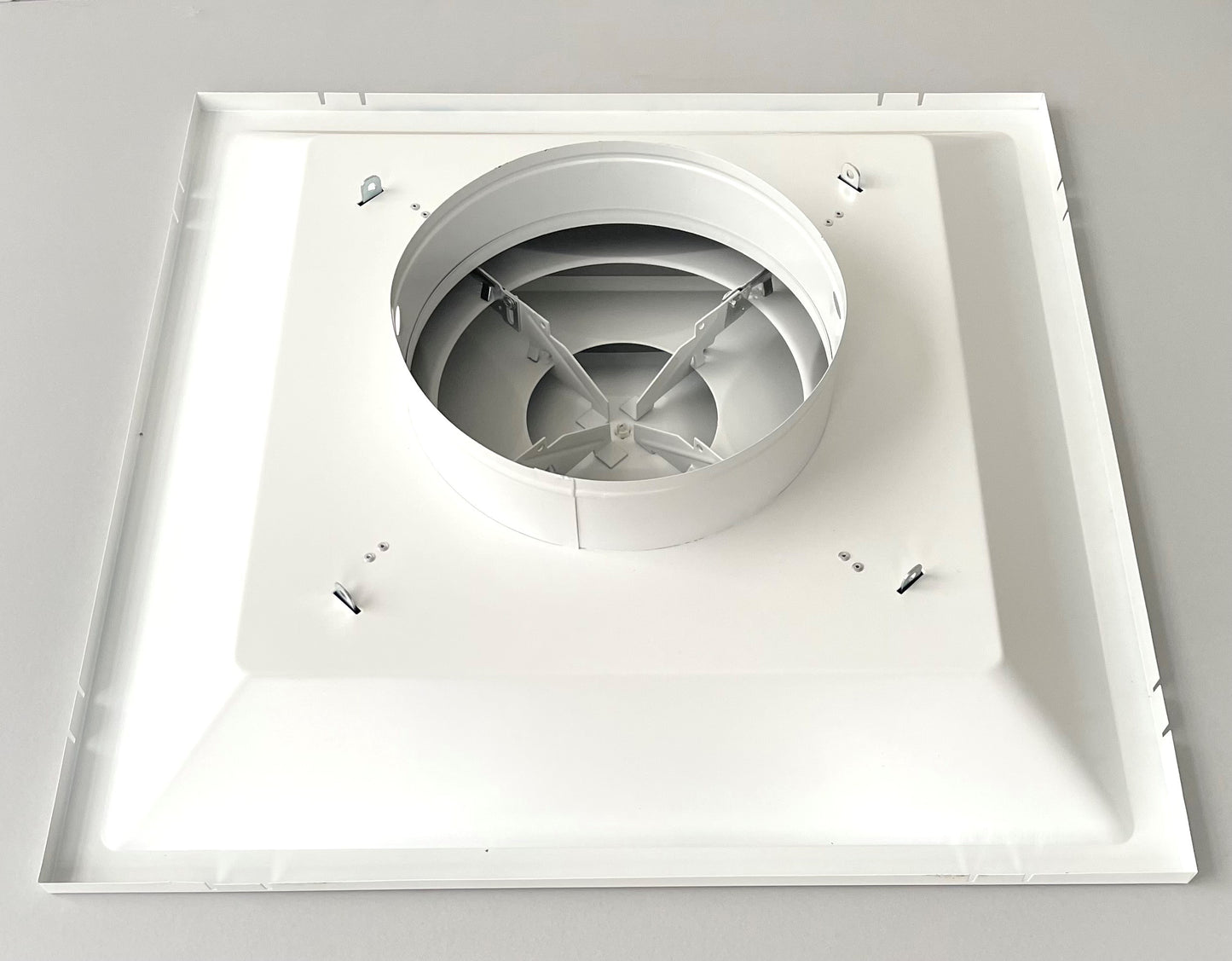 24x24 Steel T-Bar Drop Ceiling Diffuser with Round by Kumpelaure 3 Cone Drop Celing Vent White Outer Dimension: 23-3/4" x 23-3/4"
