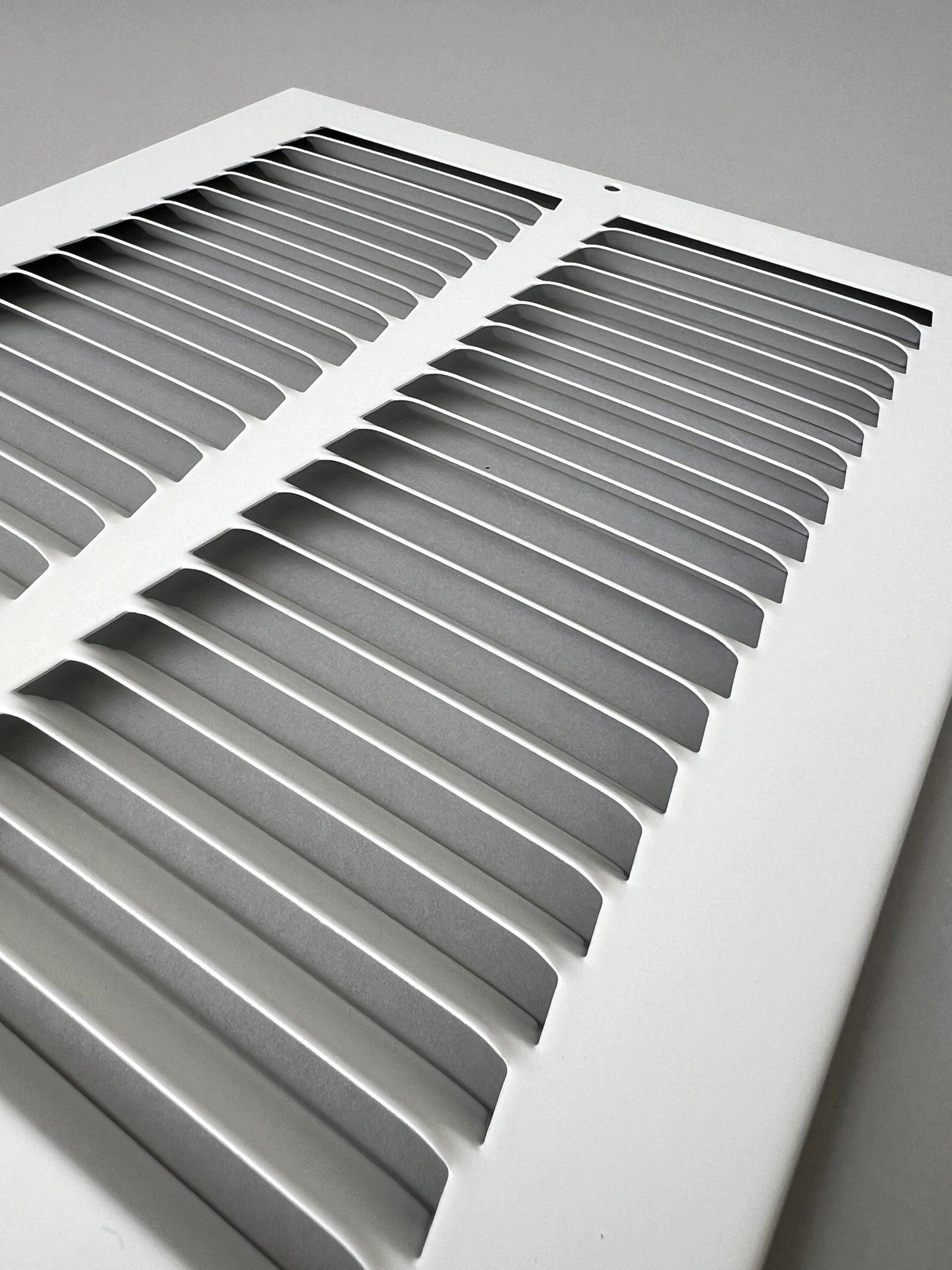 Fits 8x10 Duct Opening Stamped Steel Return Air Grille Vent Cover Grille for Sidewall and Ceiling in White Surface Dimensions: 9.75" W X 11.75" H (8" W x 10" H Duct Opening)