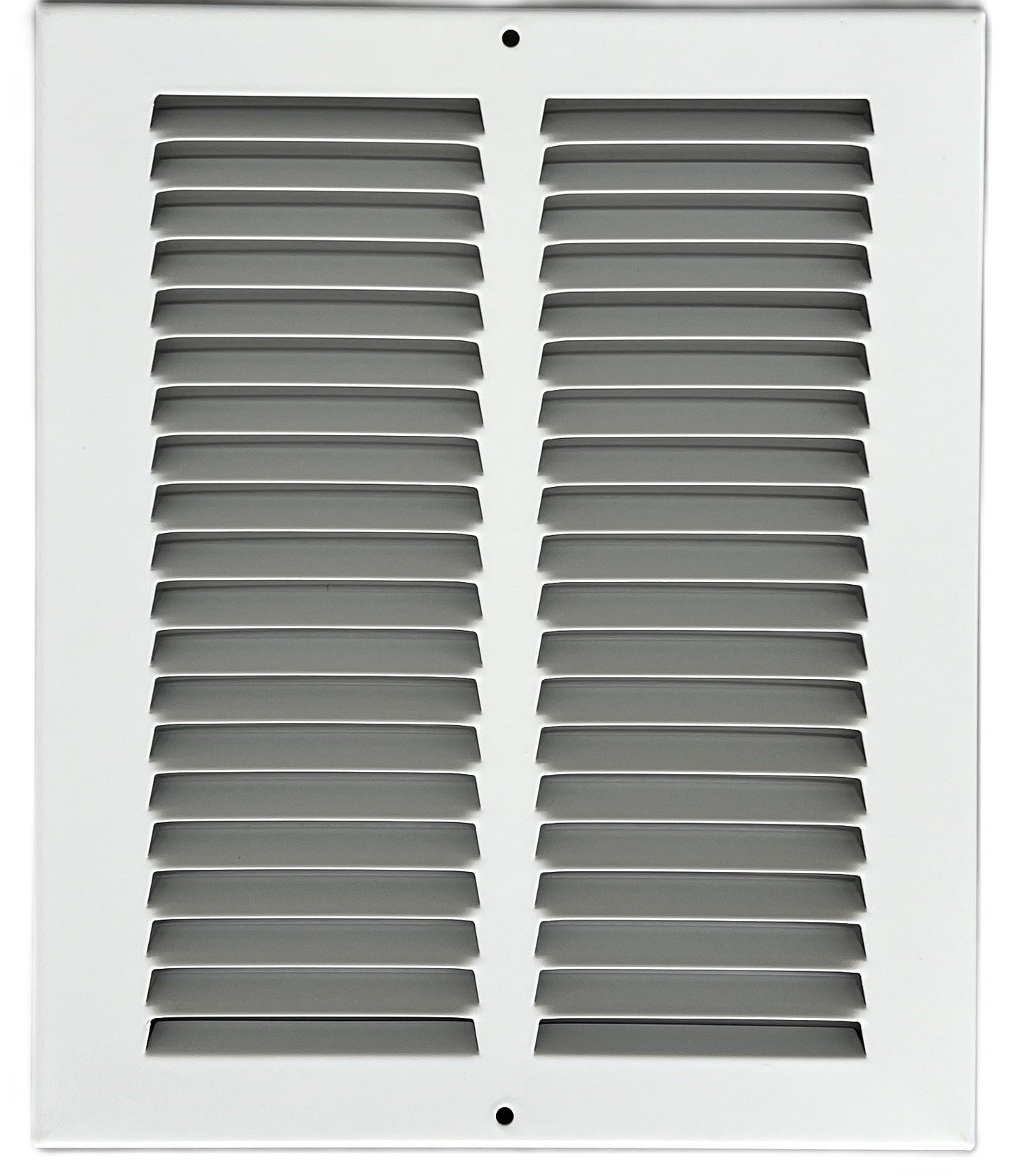 Fits 8x10 Duct Opening Stamped Steel Return Air Grille Vent Cover Grille for Sidewall and Ceiling in White Surface Dimensions: 9.75" W X 11.75" H (8" W x 10" H Duct Opening)
