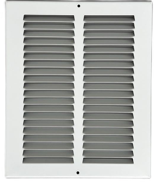 Fits 8x10 Duct Opening Stamped Steel Return Air Grille Vent Cover Grille for Sidewall and Ceiling in White Surface Dimensions: 9.75" W X 11.75" H (8" W x 10" H Duct Opening)