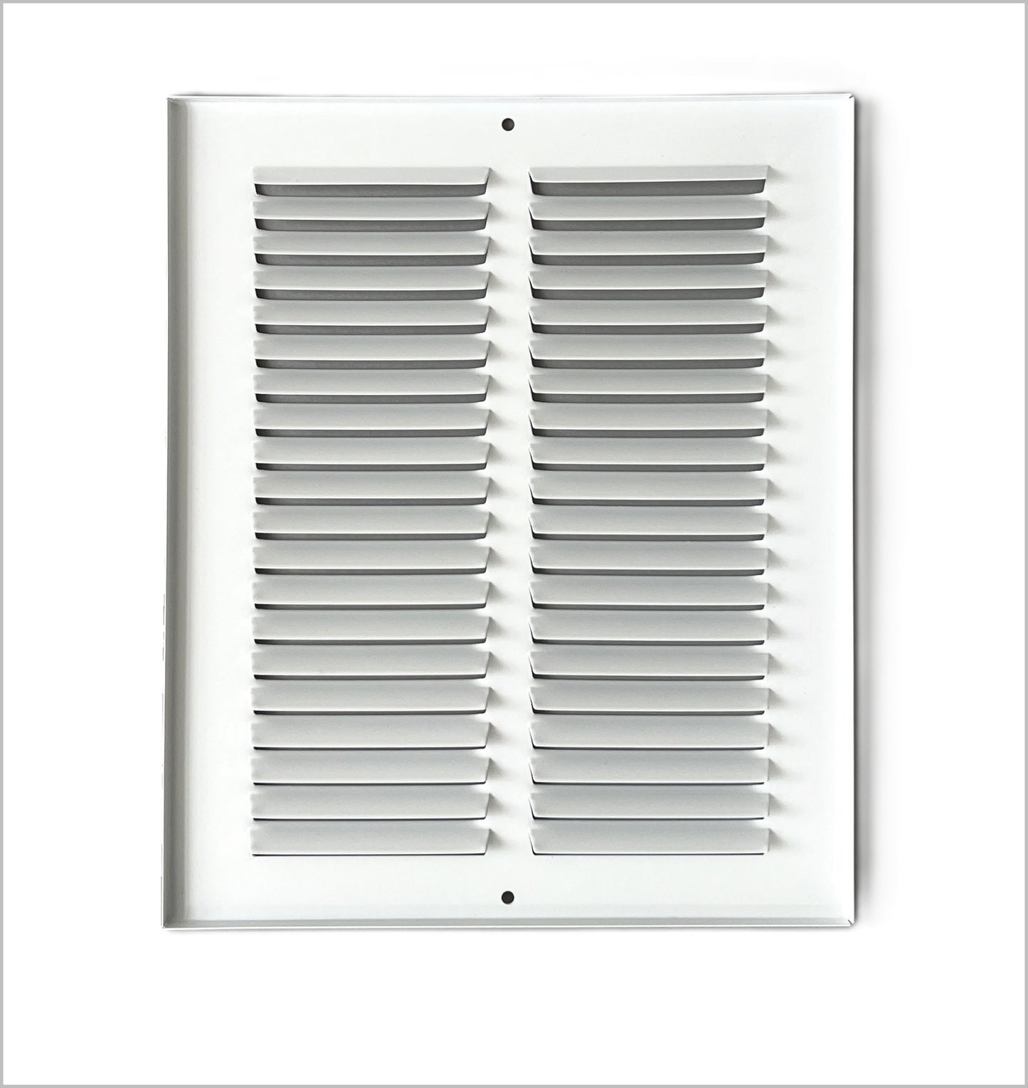 Fits 8x10 Duct Opening Stamped Steel Return Air Grille Vent Cover Grille for Sidewall and Ceiling in White Surface Dimensions: 9.75" W X 11.75" H (8" W x 10" H Duct Opening)