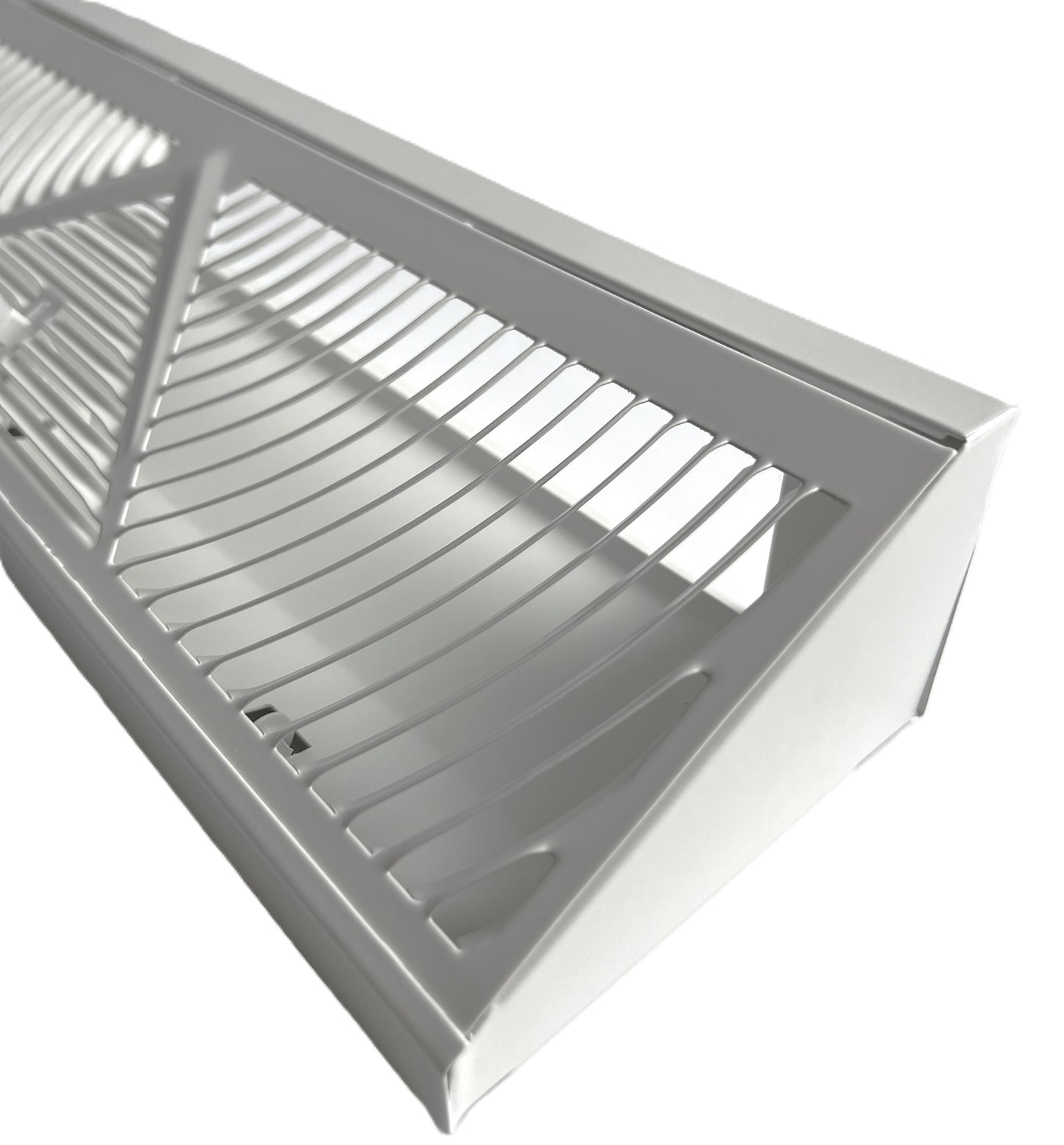 Floor Corner Base Board Register with Adjustable Air Flow Control Lever Come with Selected Color and Finish (White - 15inch)
