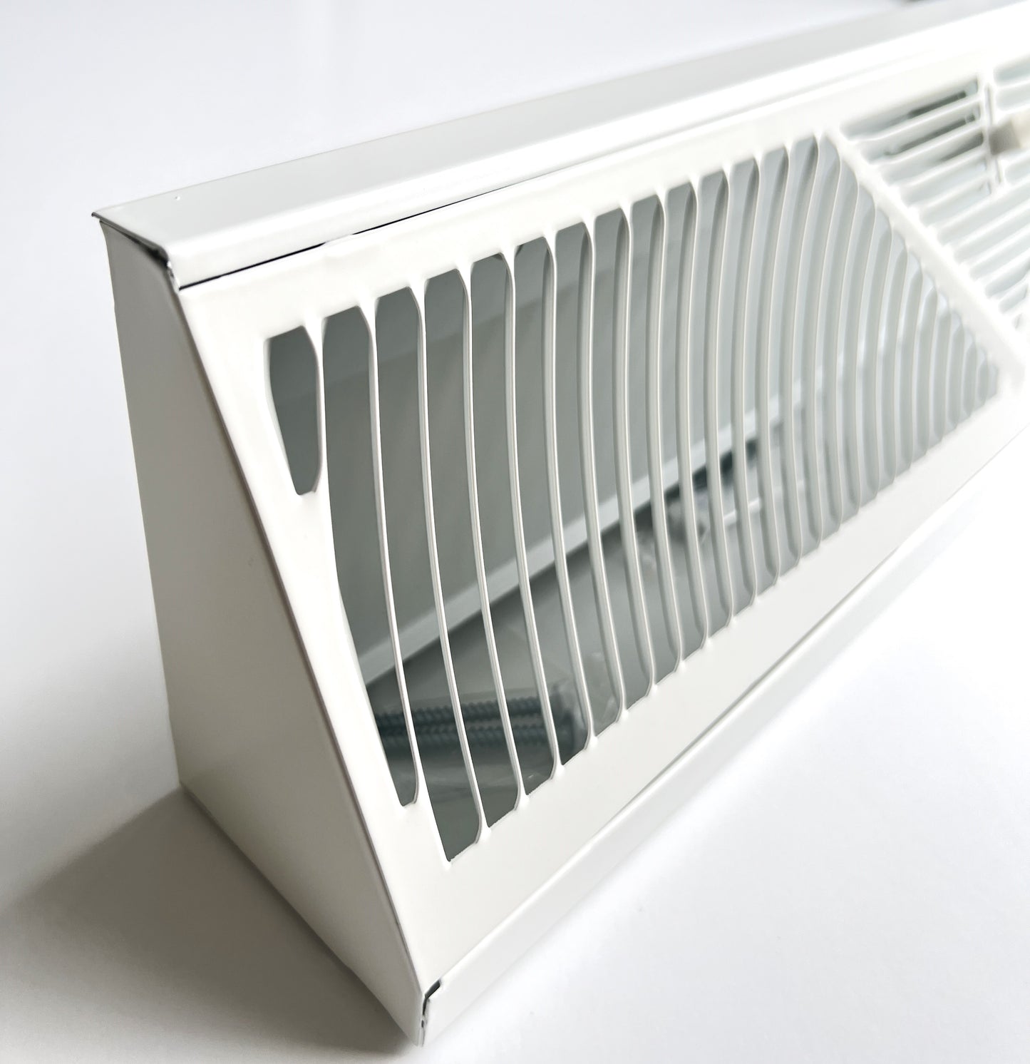 Floor Corner Base Board Register with Adjustable Air Flow Control Lever Come with Selected Color and Finish (White - 18inch)