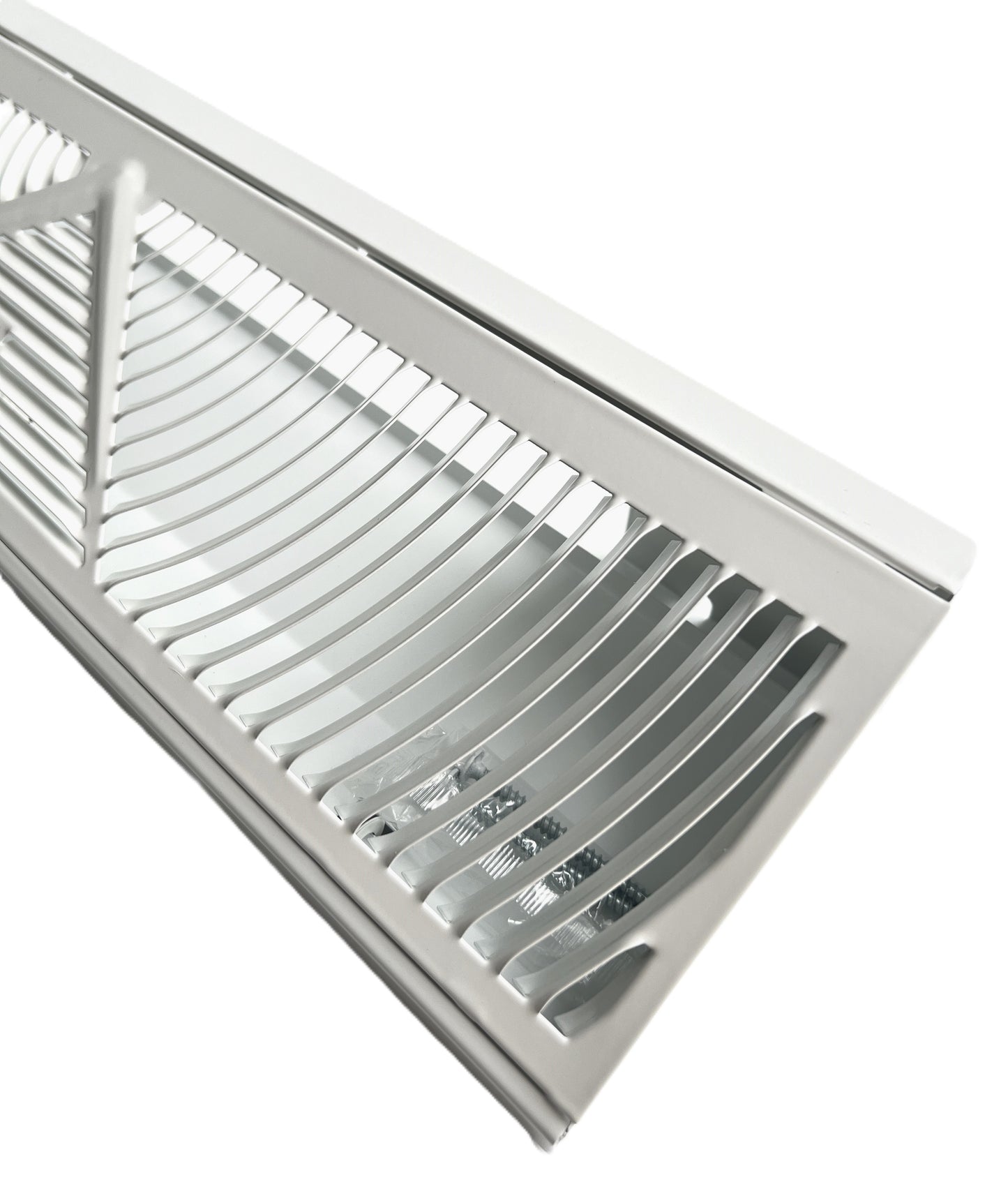 Floor Corner Base Board Register with Adjustable Air Flow Control Lever Come with Selected Color and Finish (White - 18inch)