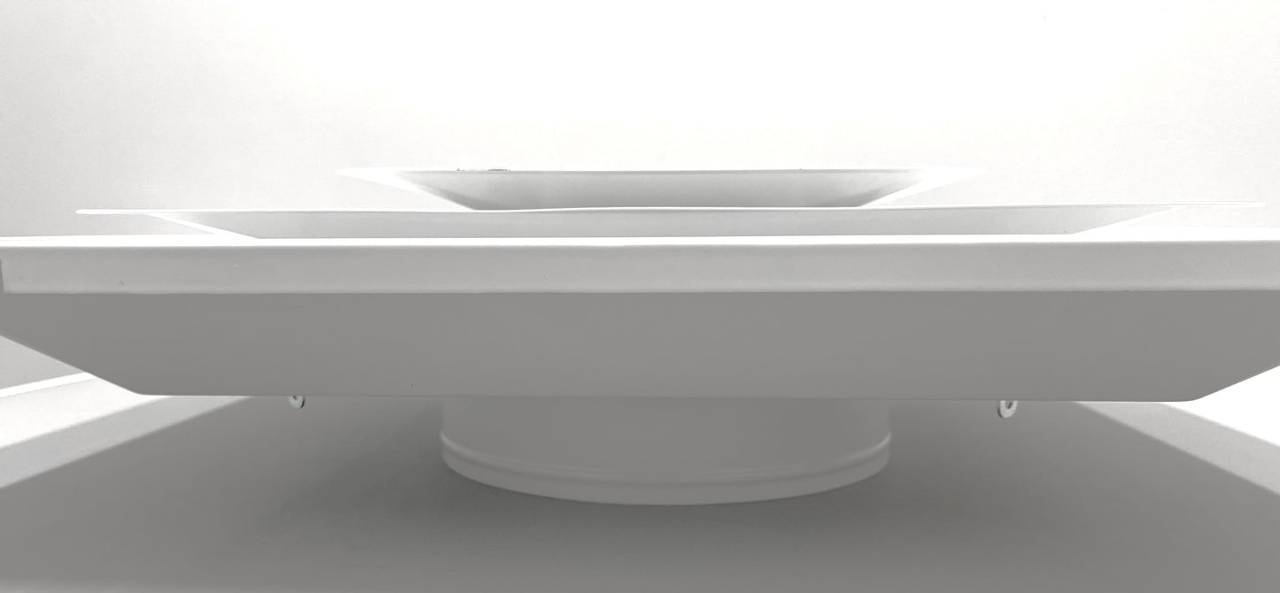 24x24 Steel T-Bar Drop Ceiling Diffuser with Round by Kumpelaure 3 Cone Drop Celing Vent White Outer Dimension: 23-3/4" x 23-3/4"